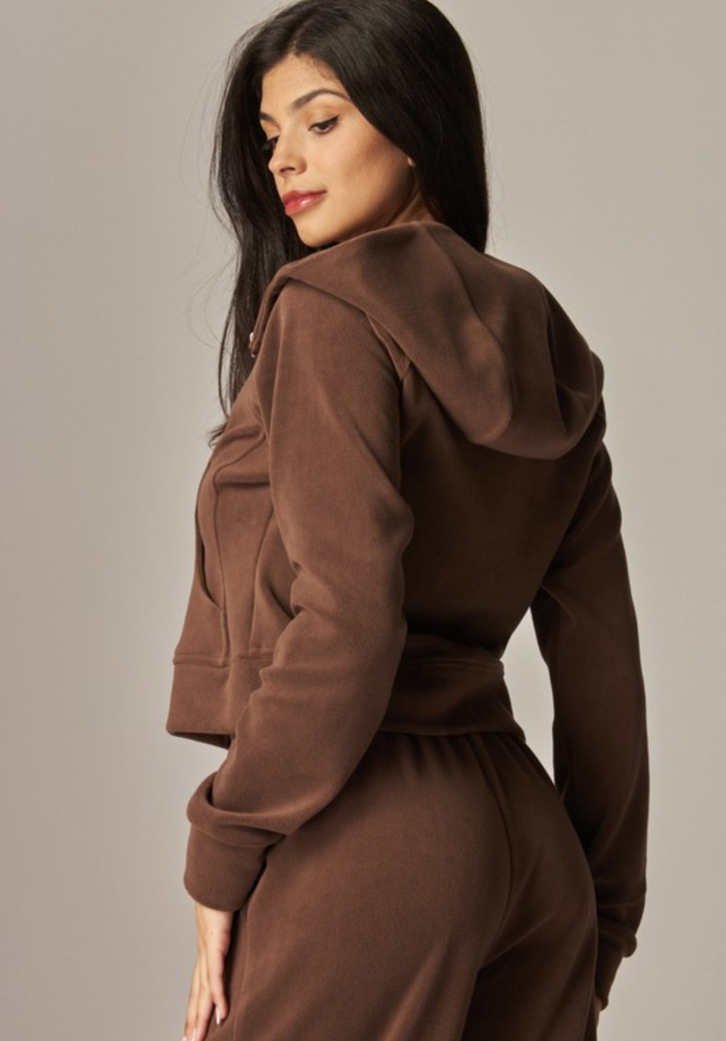 Hazel Zip Up Sweater- Chocolate Brown