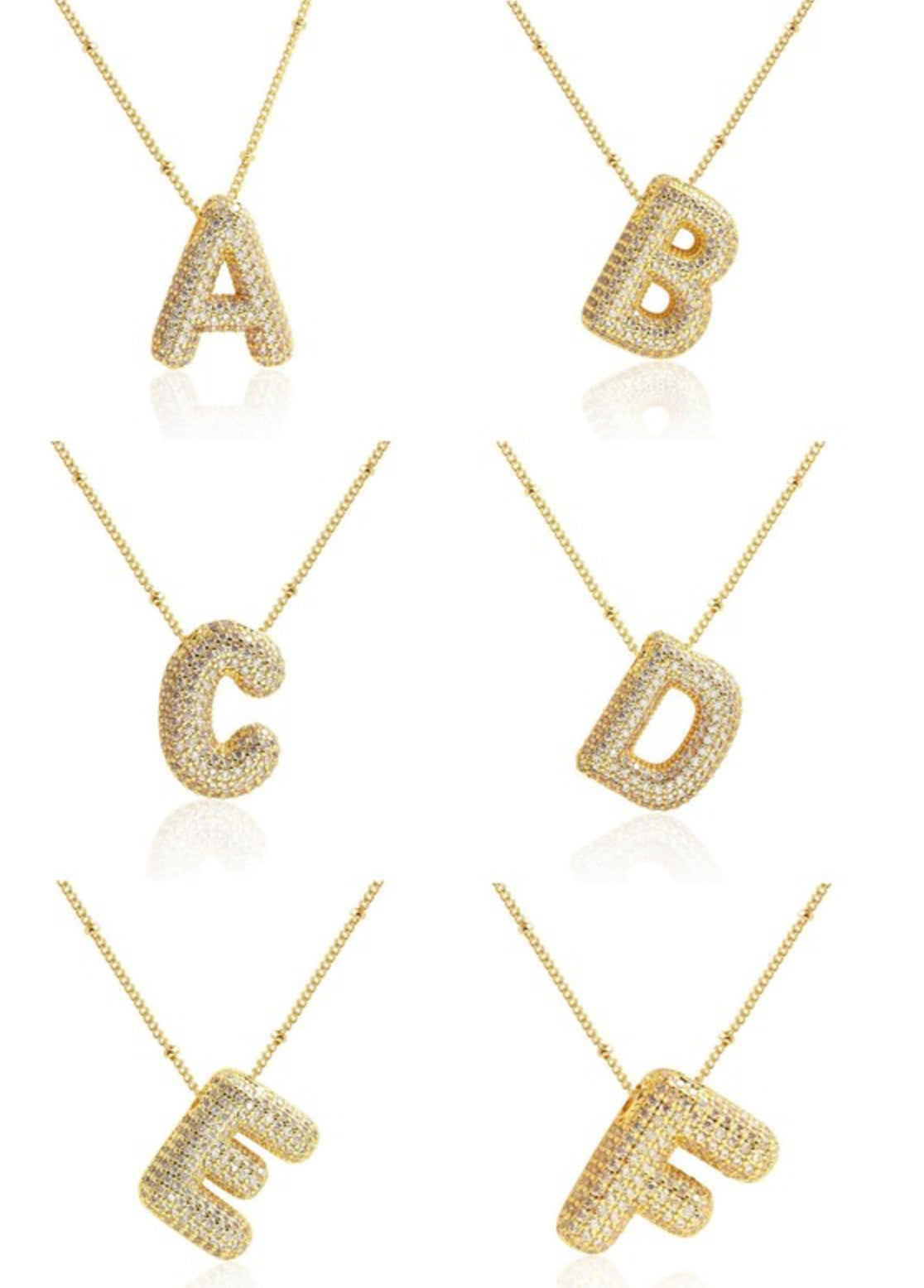 18K Stainless Steel Sparkle Initial Necklace