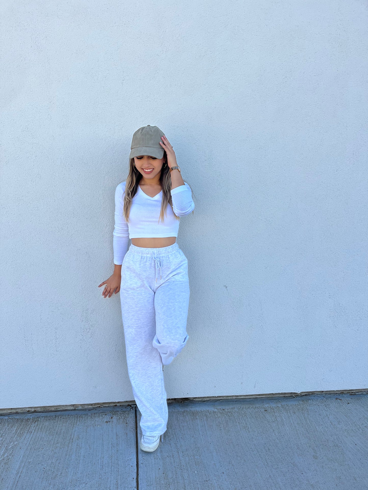 Ashley Straight Leg Sweatpants- Grey marl