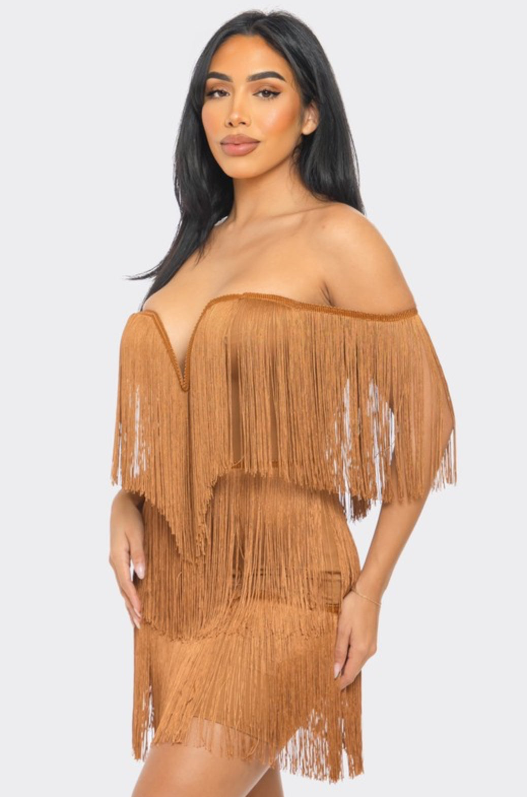 Diana Fringe Dress - Caramel