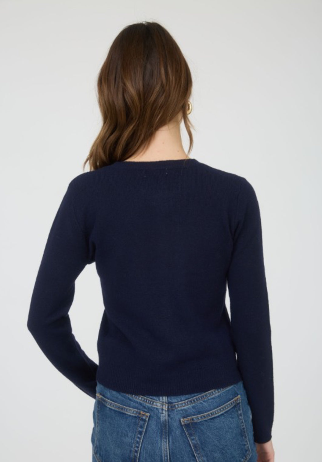 Charlotte Button Down Long Sleeve Cardigan- Navy