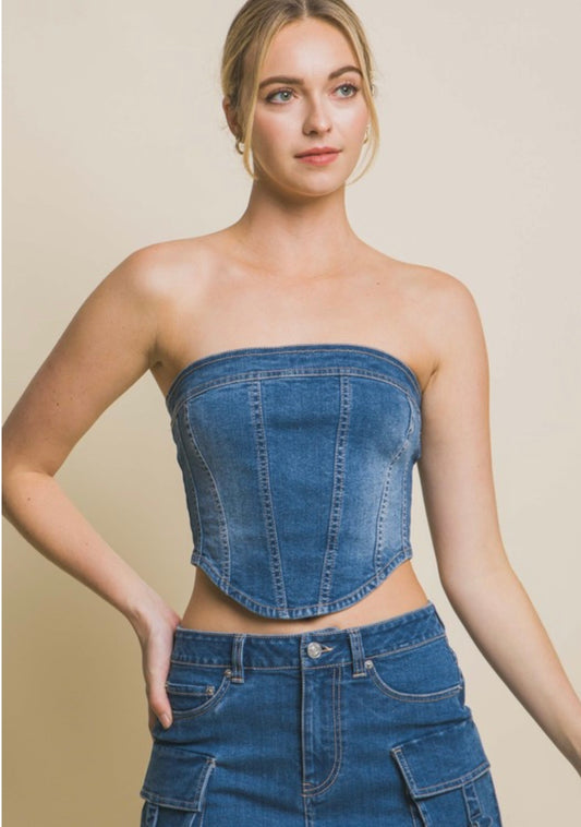 Jennifer Denim Corset Top
