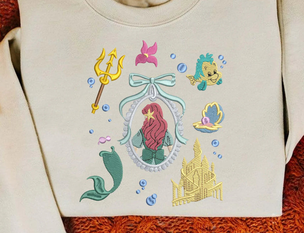 Princess Embroidery Crewneck Sweater