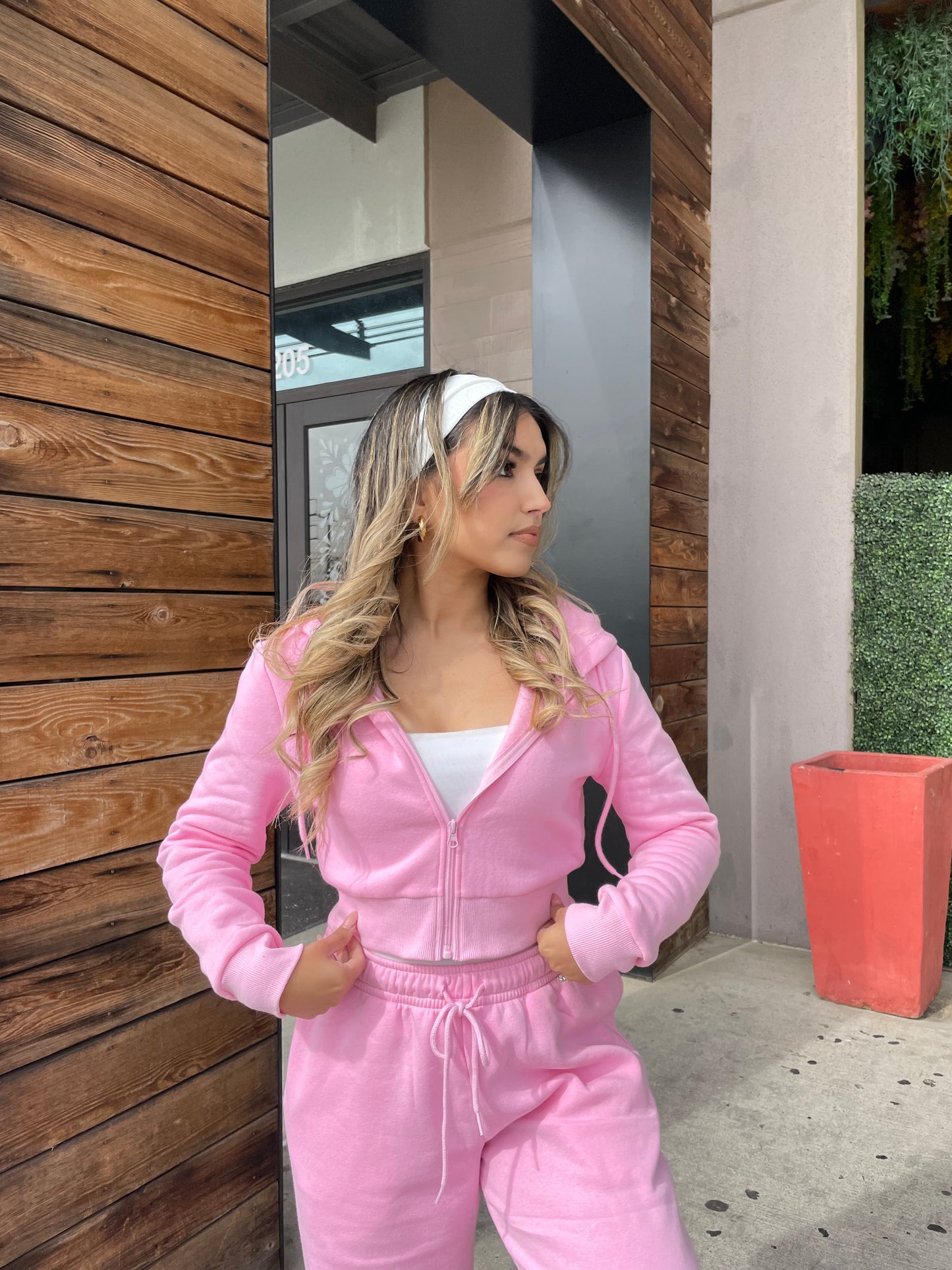 Cindy Fleece Zip Up Hoodie - Pink