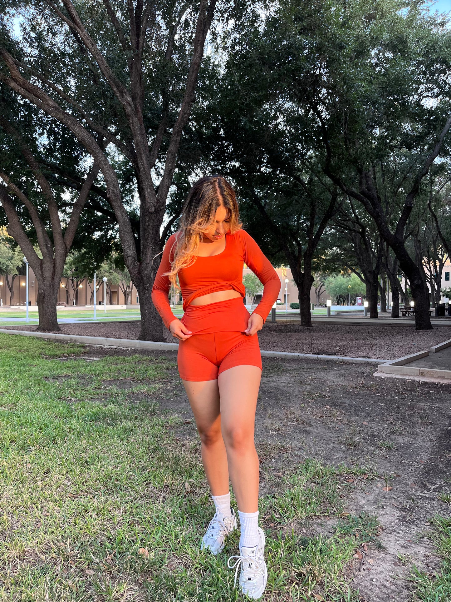 Ariana Long Sleeve Top- Pumpkin