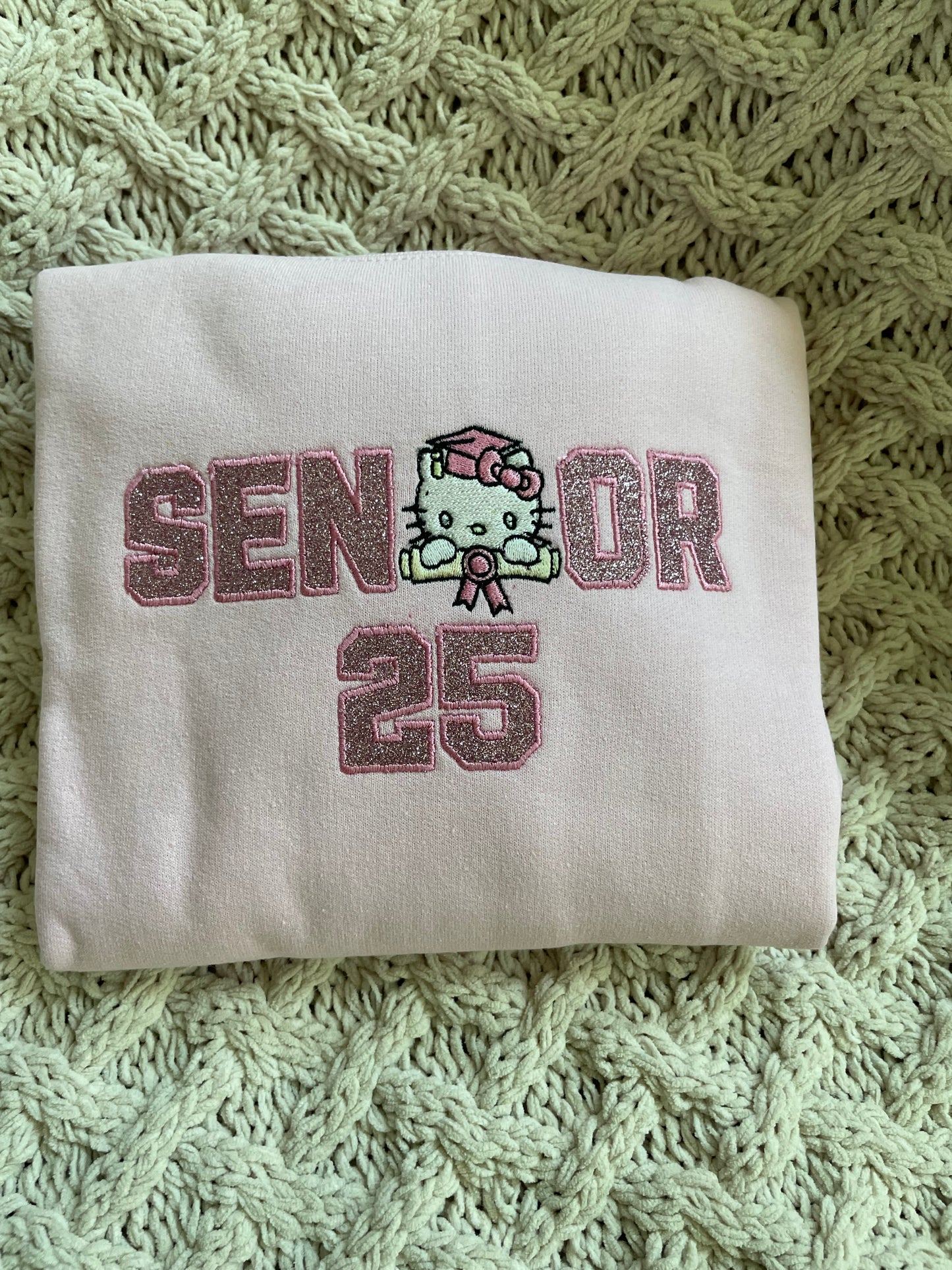 Senior Glitter Embroidery Crewneck Sweater