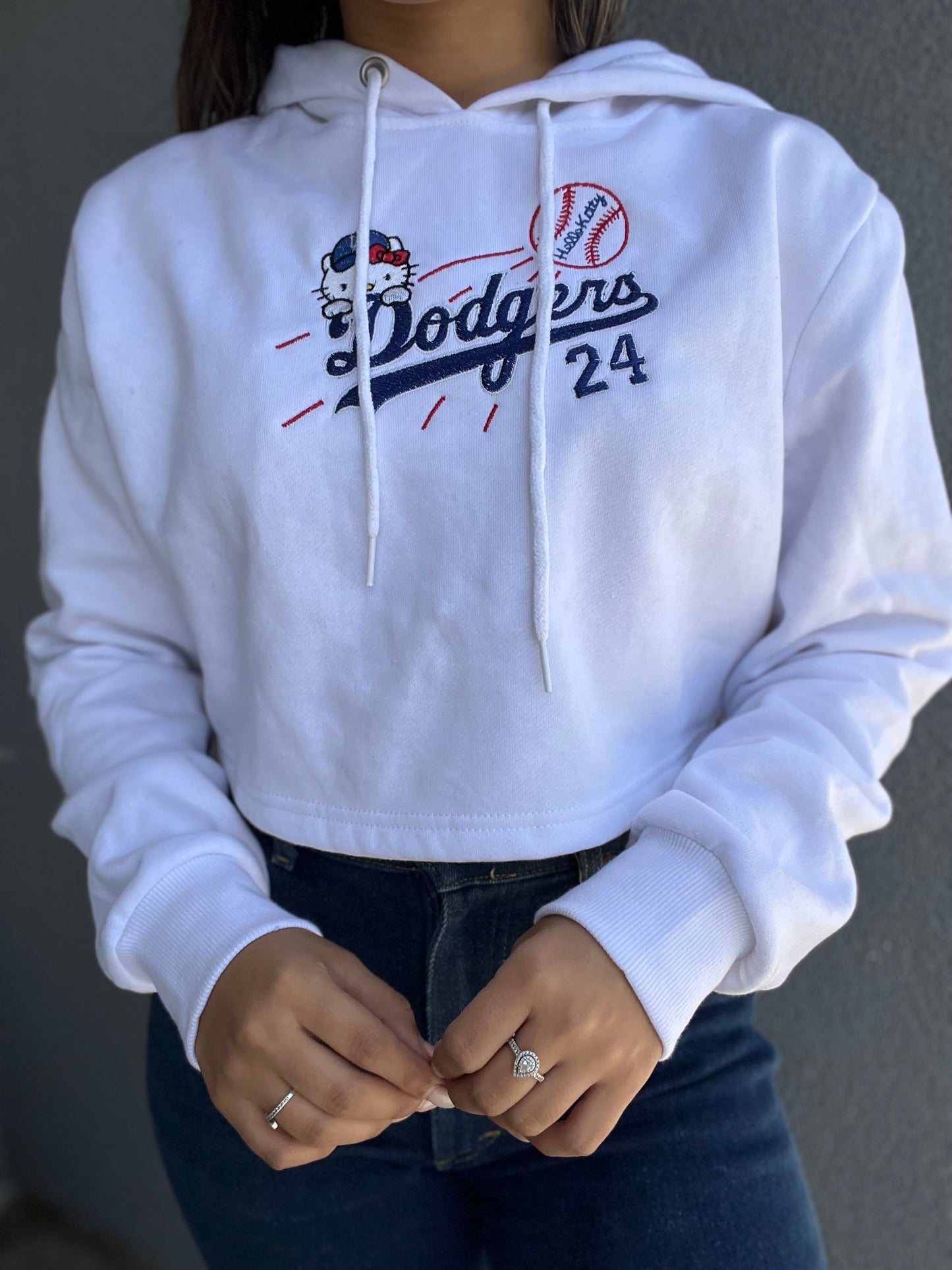 HK LA Embroidery Cropped Hoodie