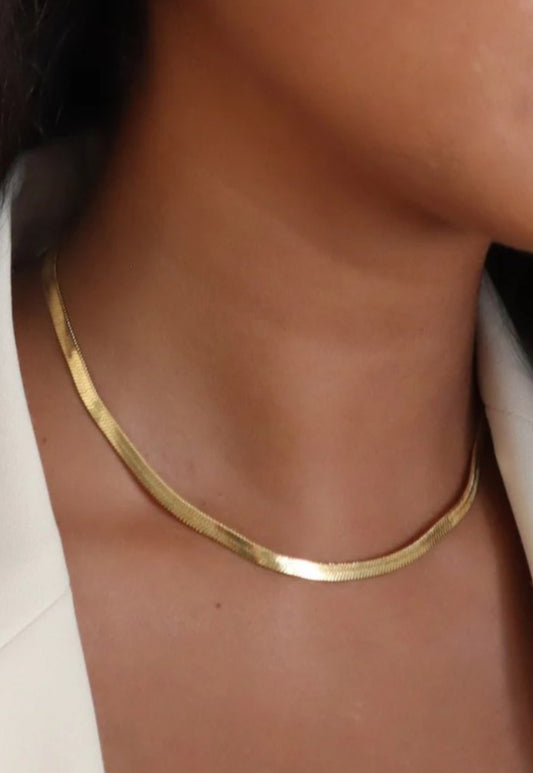 Emma 18K Non-tarnish Stainless Steel Herringbone Necklace