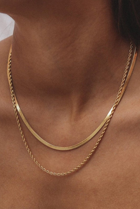 Amy 18K Gold Dipped Stainless Steel Layered Necklace