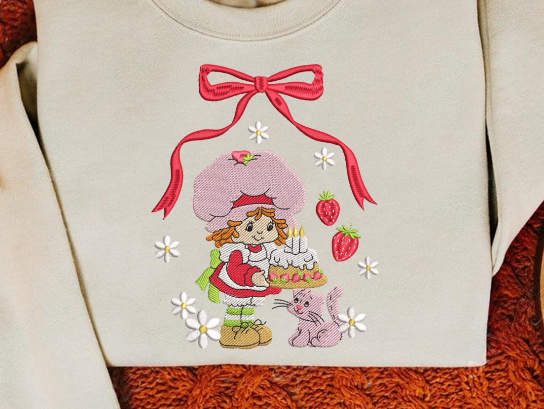 Strawberry Embroidery Crewneck Sweater