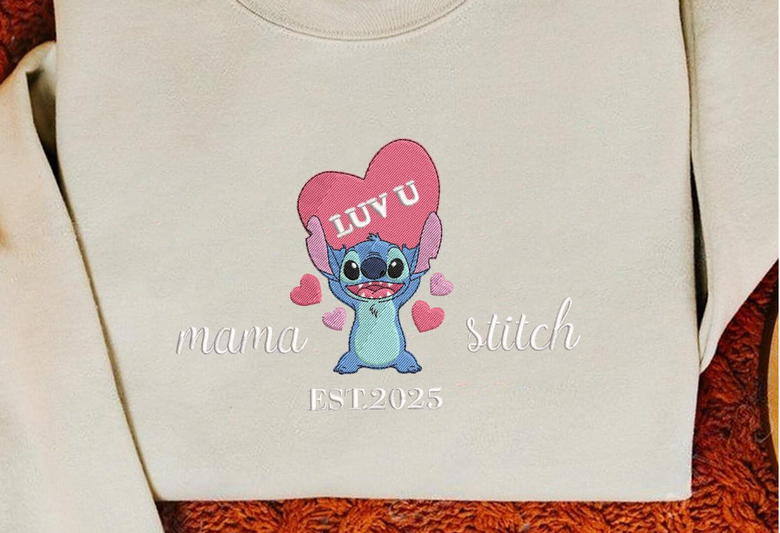 Mama Embroidery Crewneck Sweater