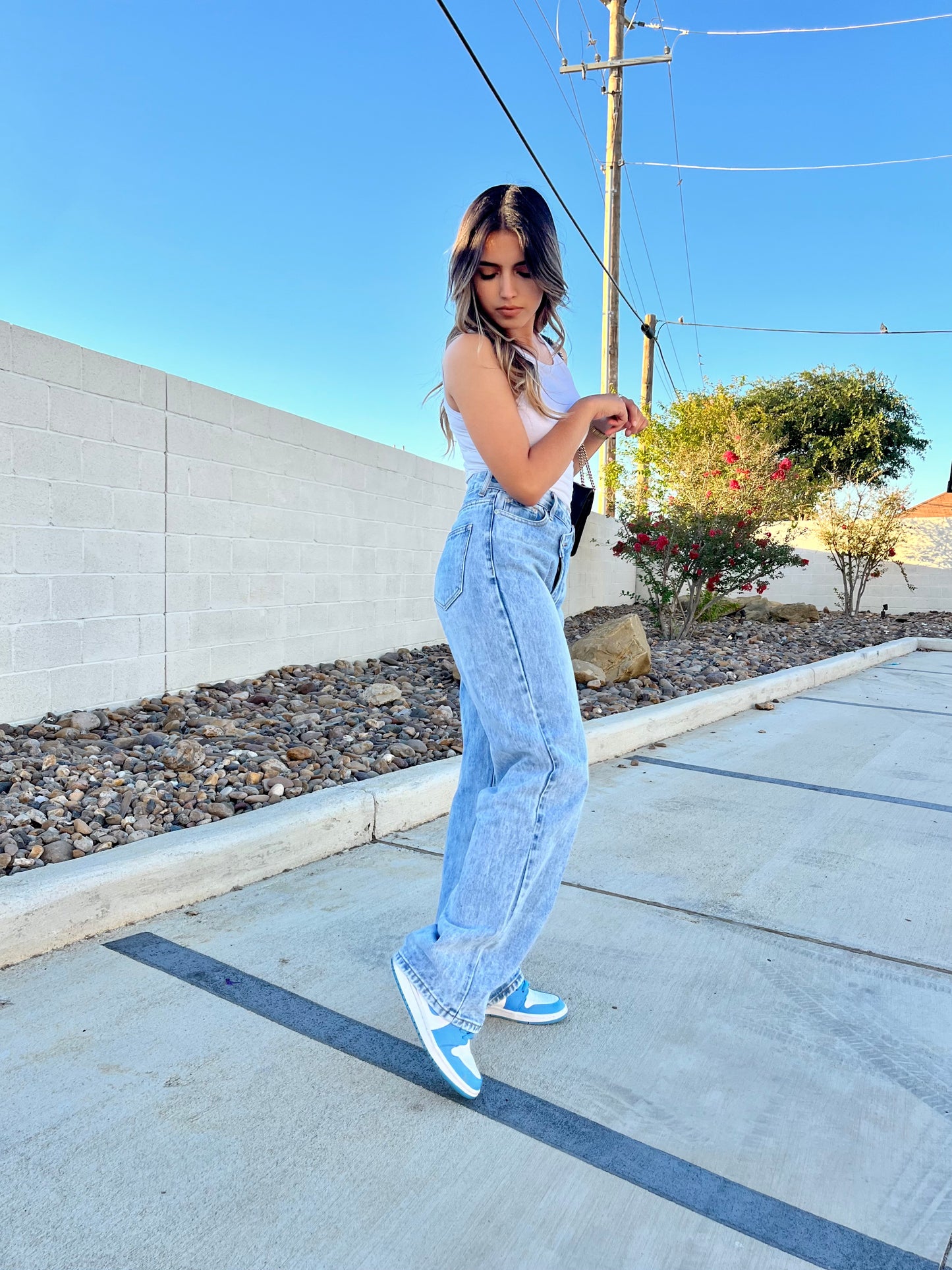 Jessie Criss Cross Jeans- Light Denim
