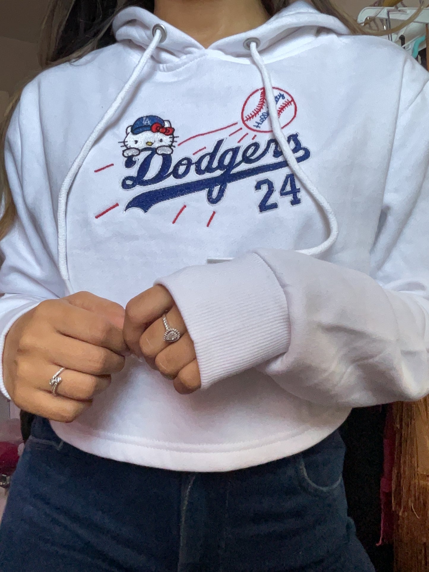 HK LA Embroidery Cropped Hoodie