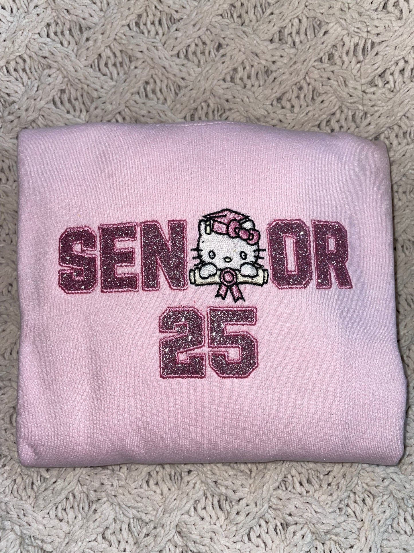 Senior Glitter Embroidery Crewneck Sweater