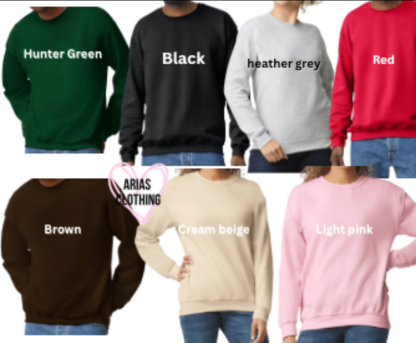 Valentines Day Hearts Embroidery Crewneck