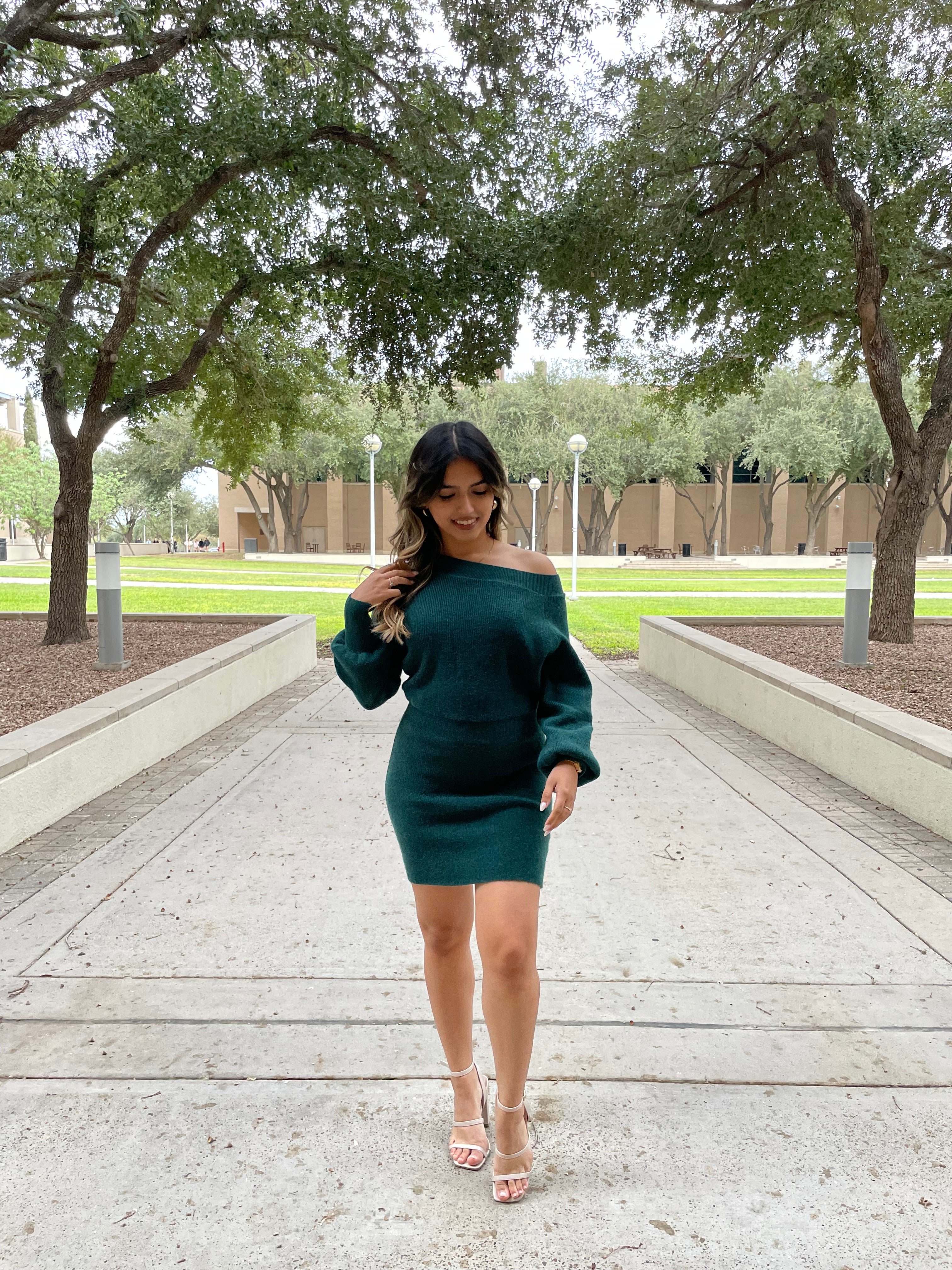 Esmeralda Sweater Dress - Hunter Green Esmeralda Sweater Dress - Hunter Green