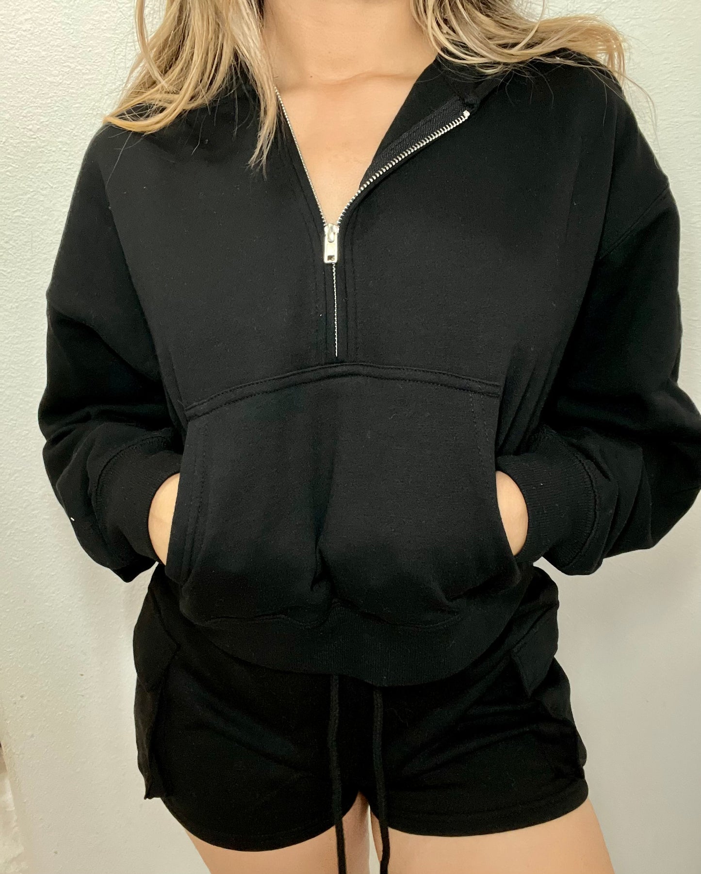 Julie Half Zip Up Sweater - BLACK