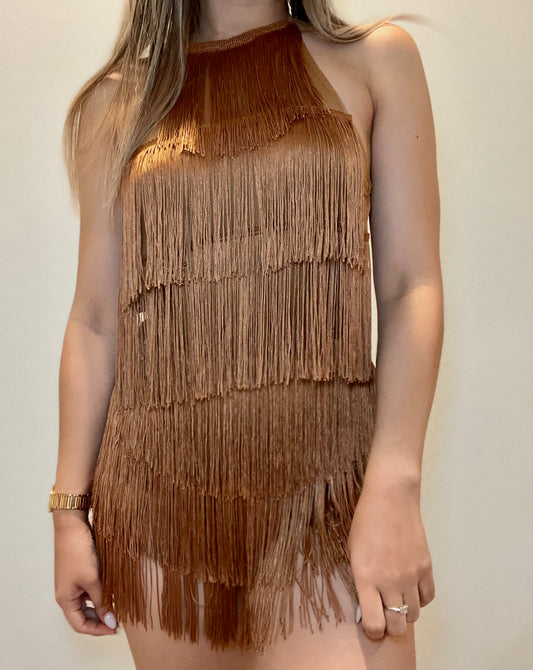 Fina Fringe Romper - Caramel