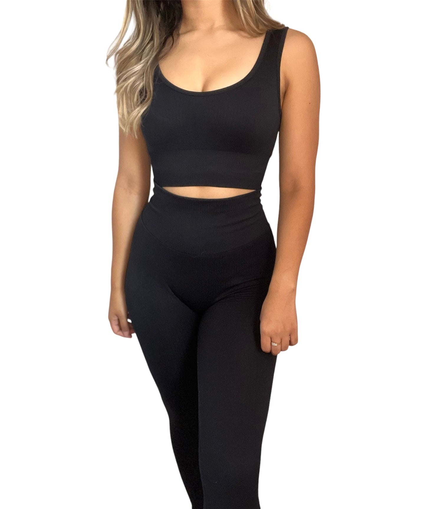 Abby Ribbed Workout Set - Black