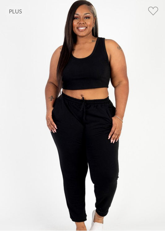 Amber Joggers Set Curvy + - Black