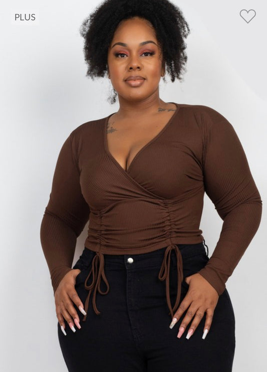 Maia Long sleeve Top- Brown