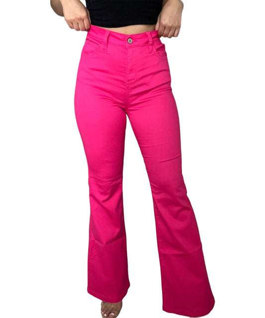 Selena Flare Jeans -Fuchsia