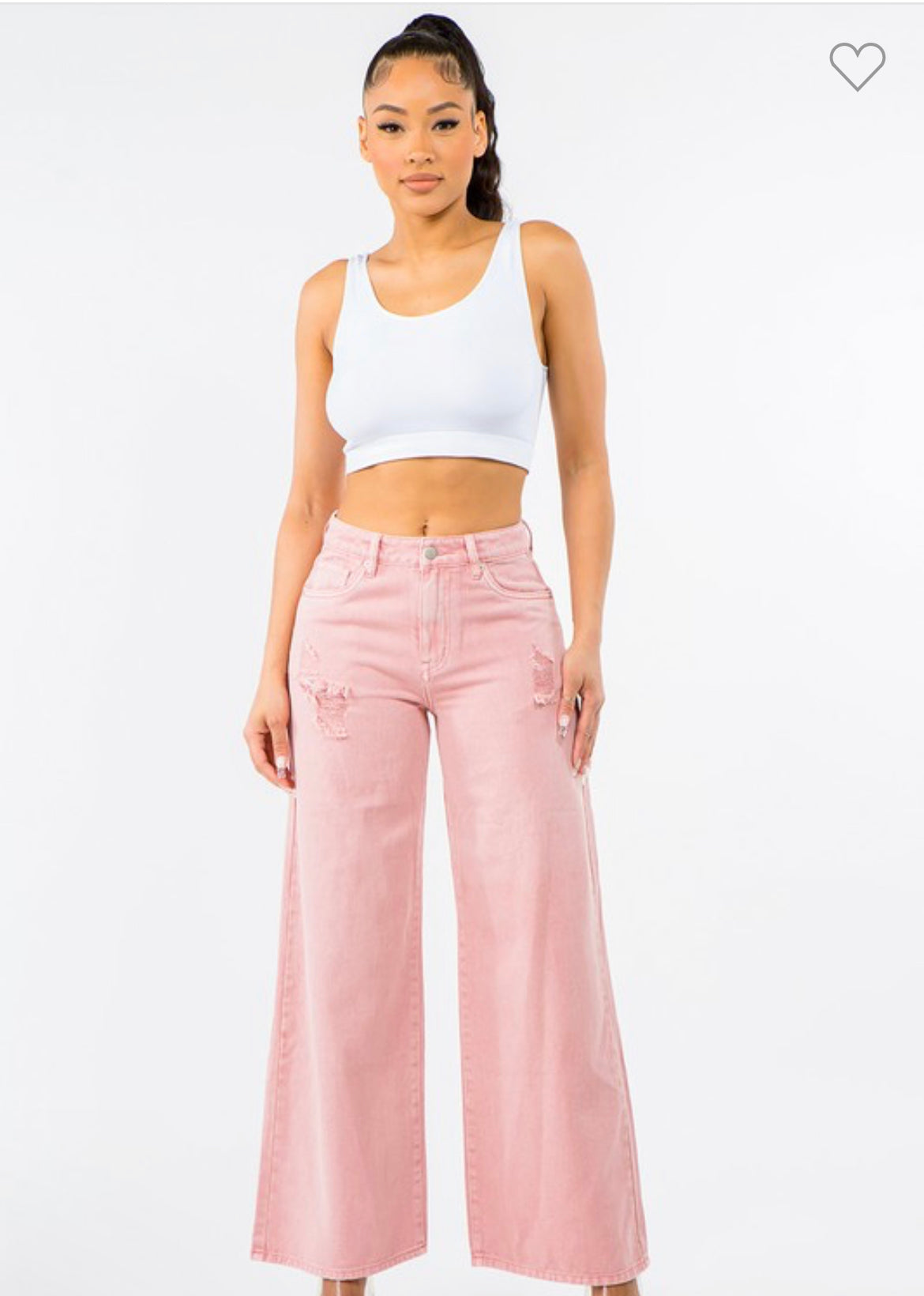 Daniela High Waist Wide Leg Jeans - pink