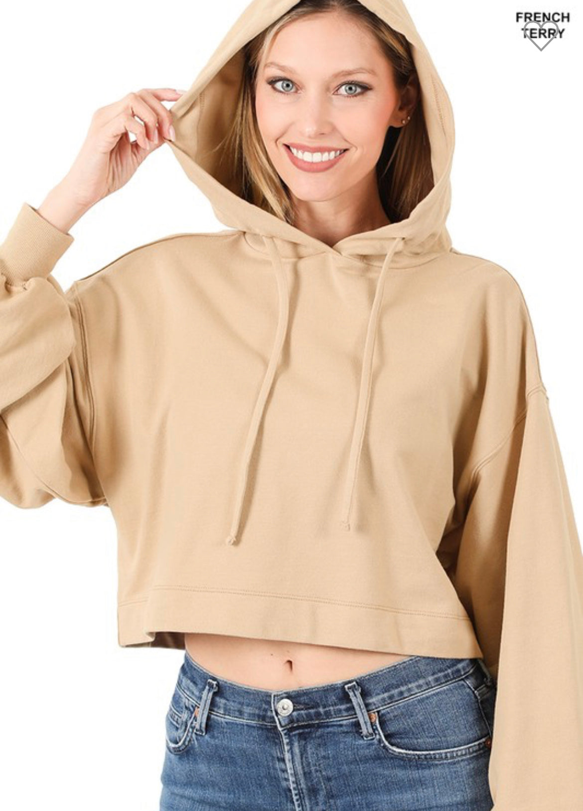 Alejandra Cropped Hoodie-Camel