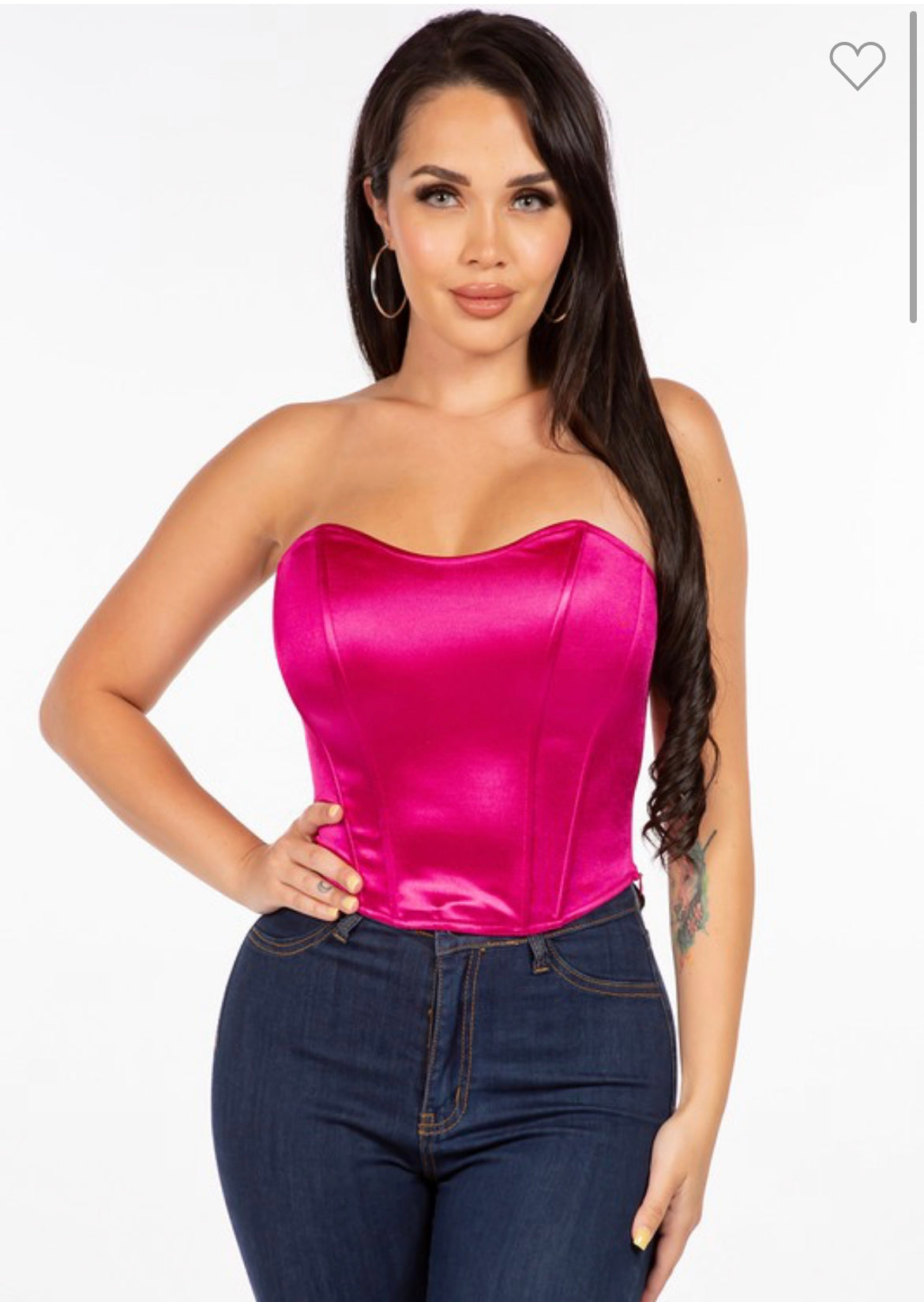 SATIN CORSET BUSTIER IN HOT PINK
