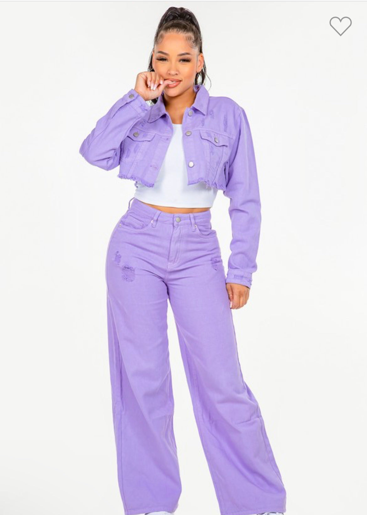 Daniela High Waist Wide Leg Jeans - Lavender