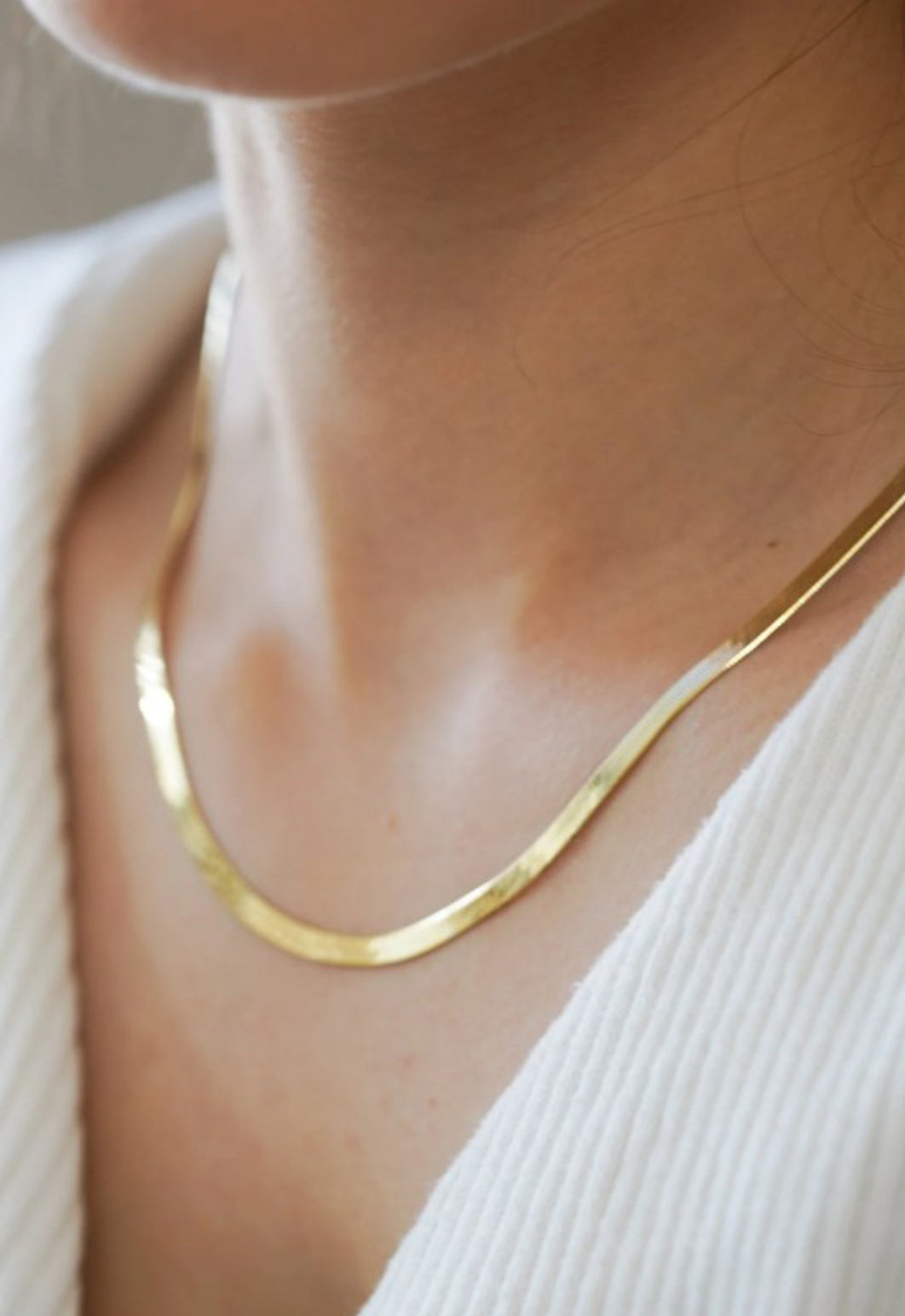 18K Non-tarnish Stainless Steel Herringbone Necklace