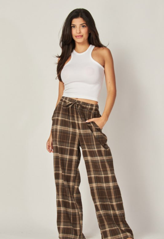 Ivy Plaid Pajama Pants - Brown