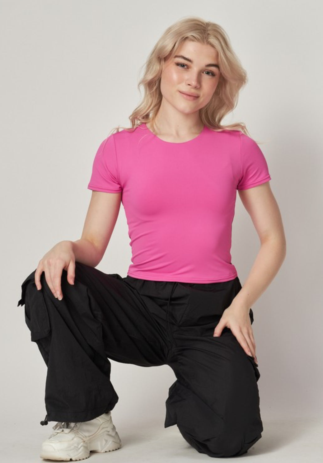 Belinda Basic Short Sleeve Top - pink
