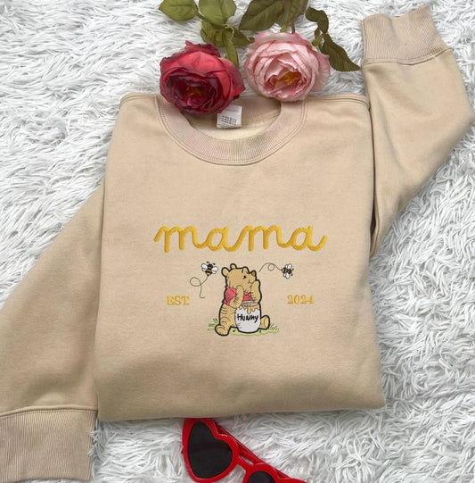 Mama Embroidery Crewneck Sweater