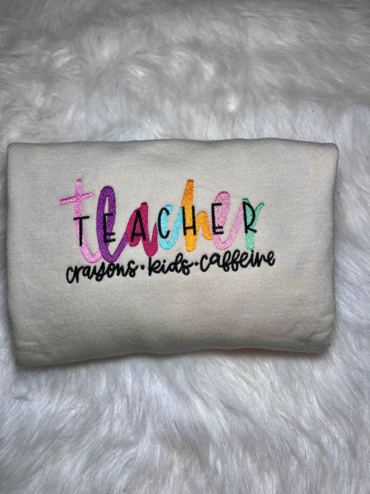 Teacher Embroidered Crewneck