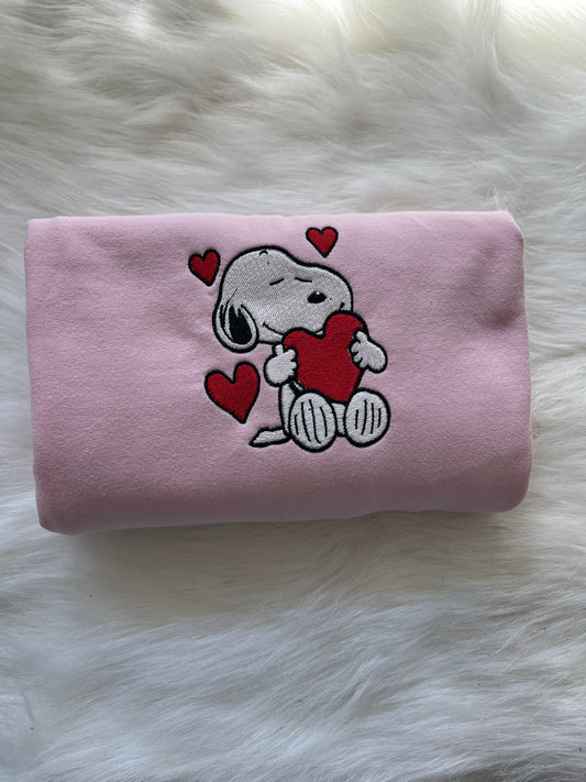 Valentines Day Hearts Embroidery Crewneck