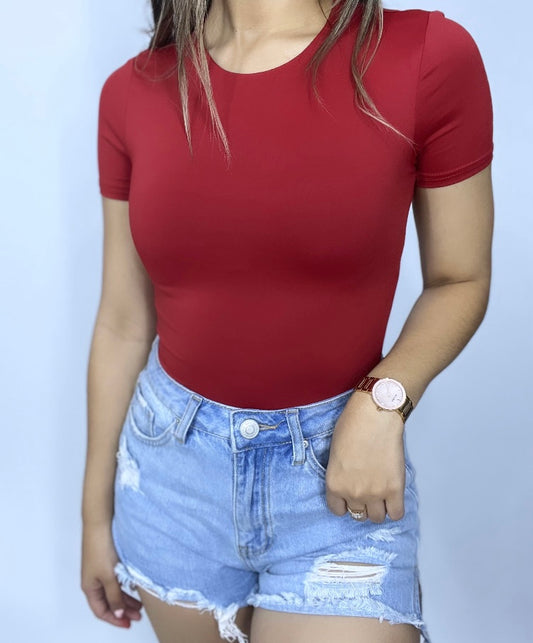Basic Short Sleeve Top - Red