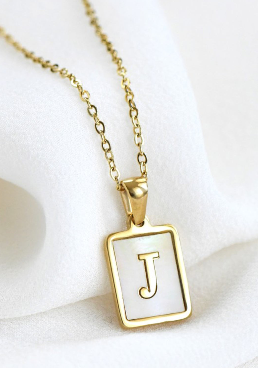 Initial Tag 18K Non-tarnish Stainless Steel Necklace