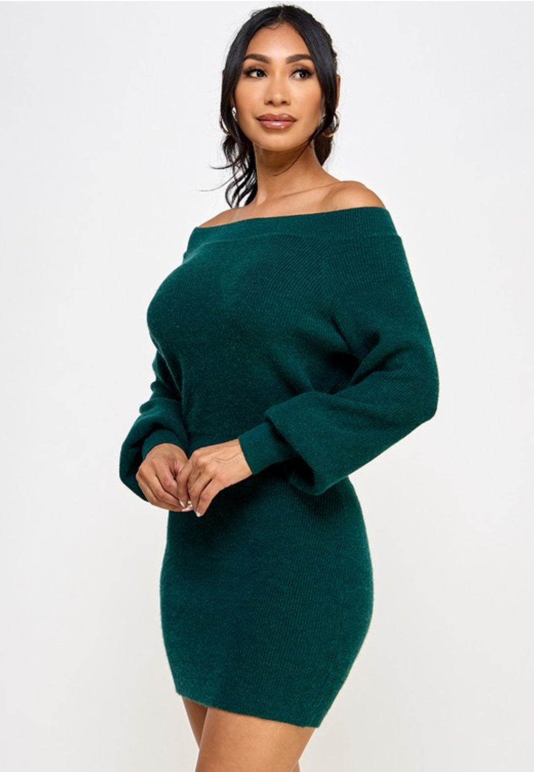 Esmeralda Sweater Dress Hunter Green AriasClothing