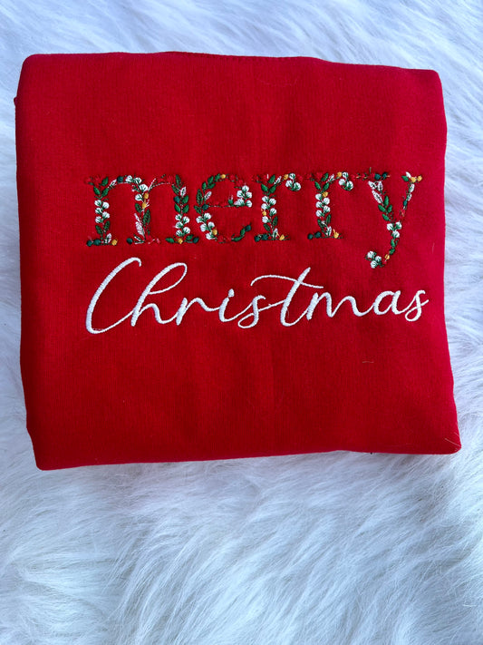 Merry Christmas Embroidered Crewneck