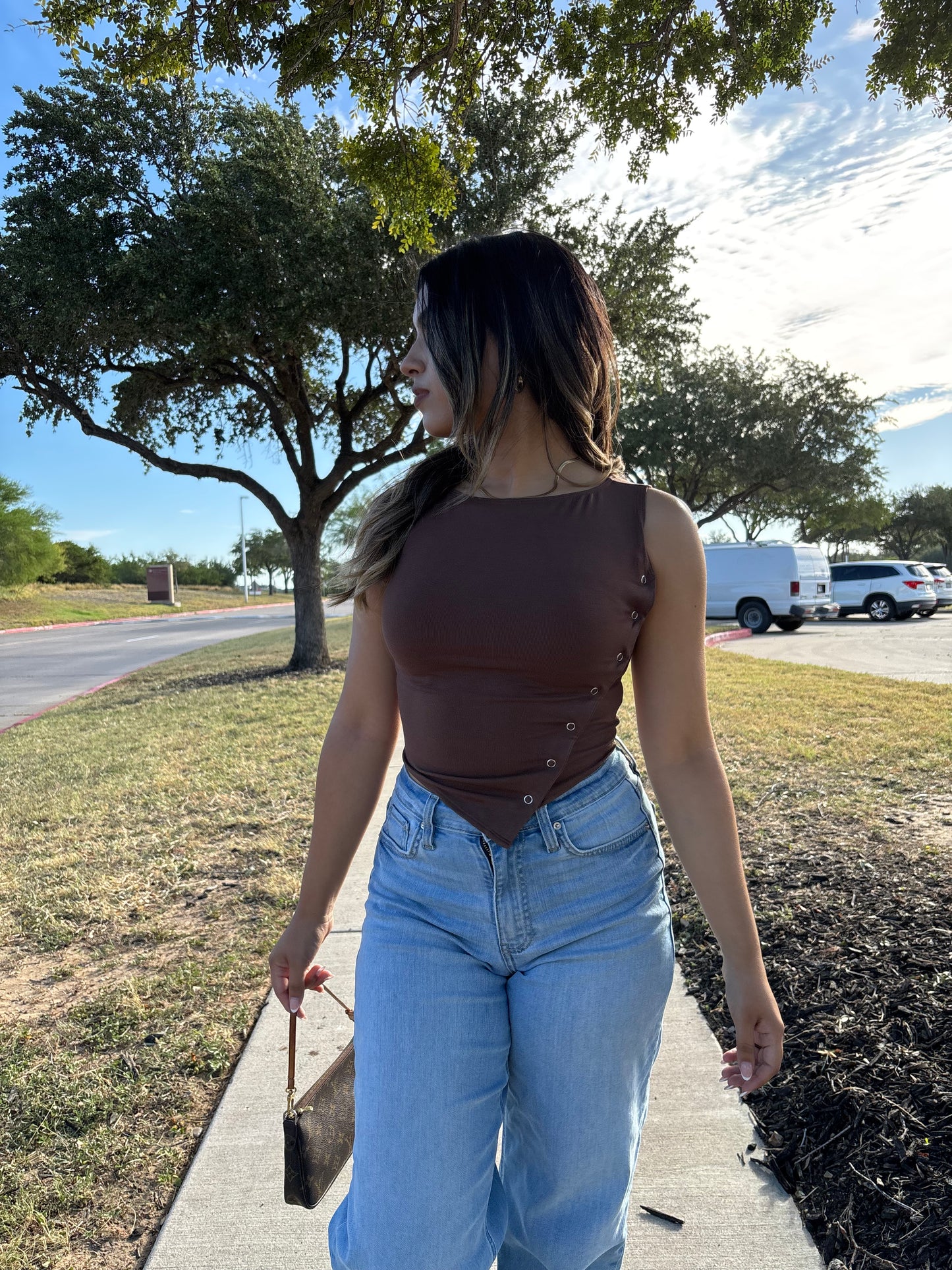 Jackie Asymmetrical Top - Chocolate