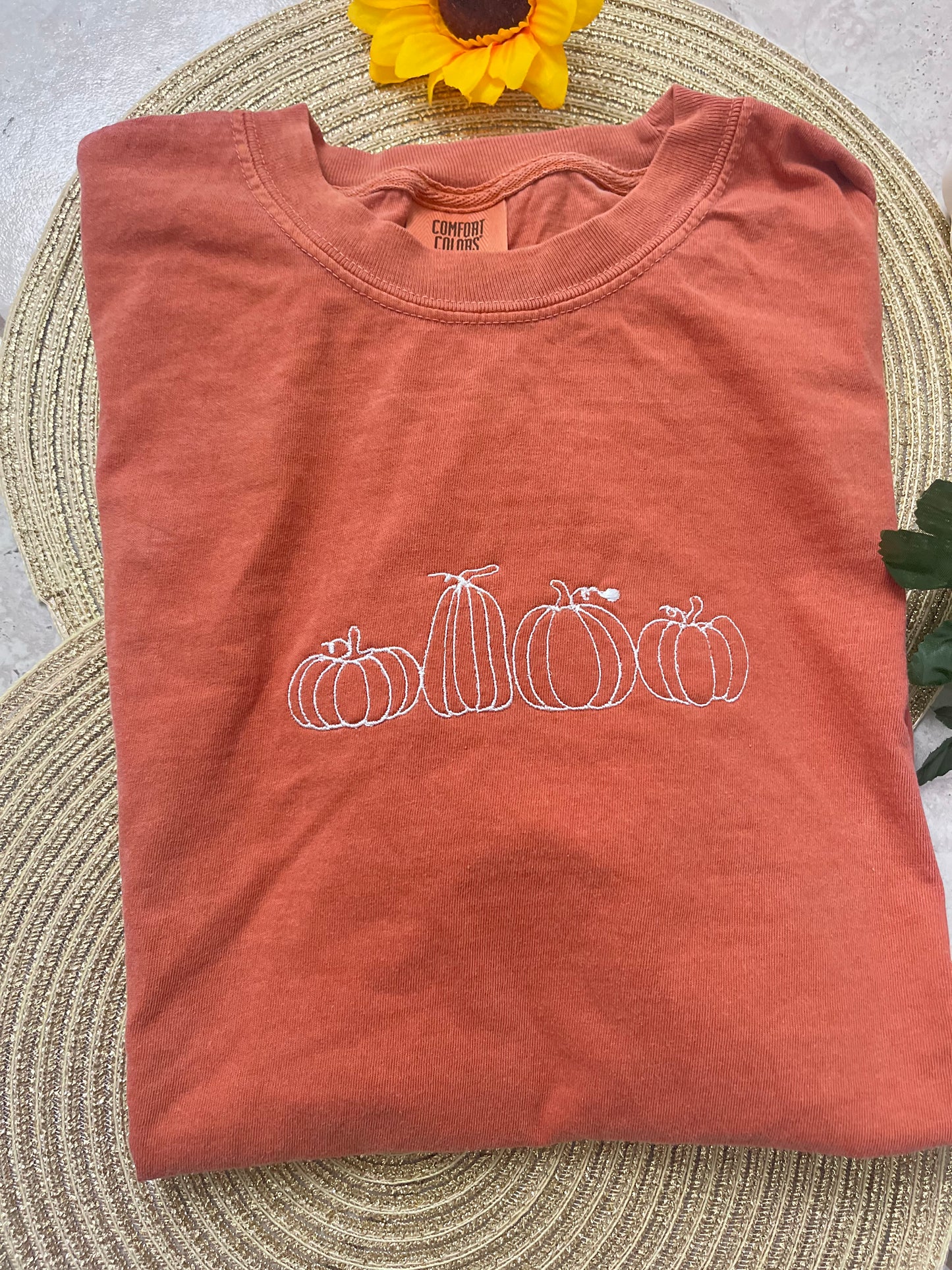 Pumpkin Comfort Colors Embroidered Halloween T-Shirt