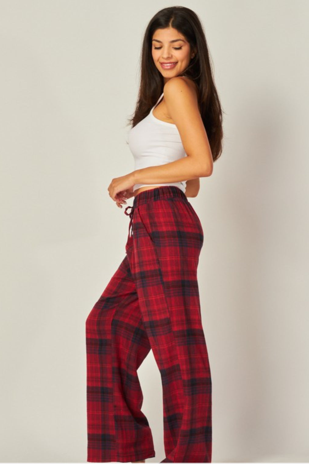 Ivy Plaid Pajama Pants - Red