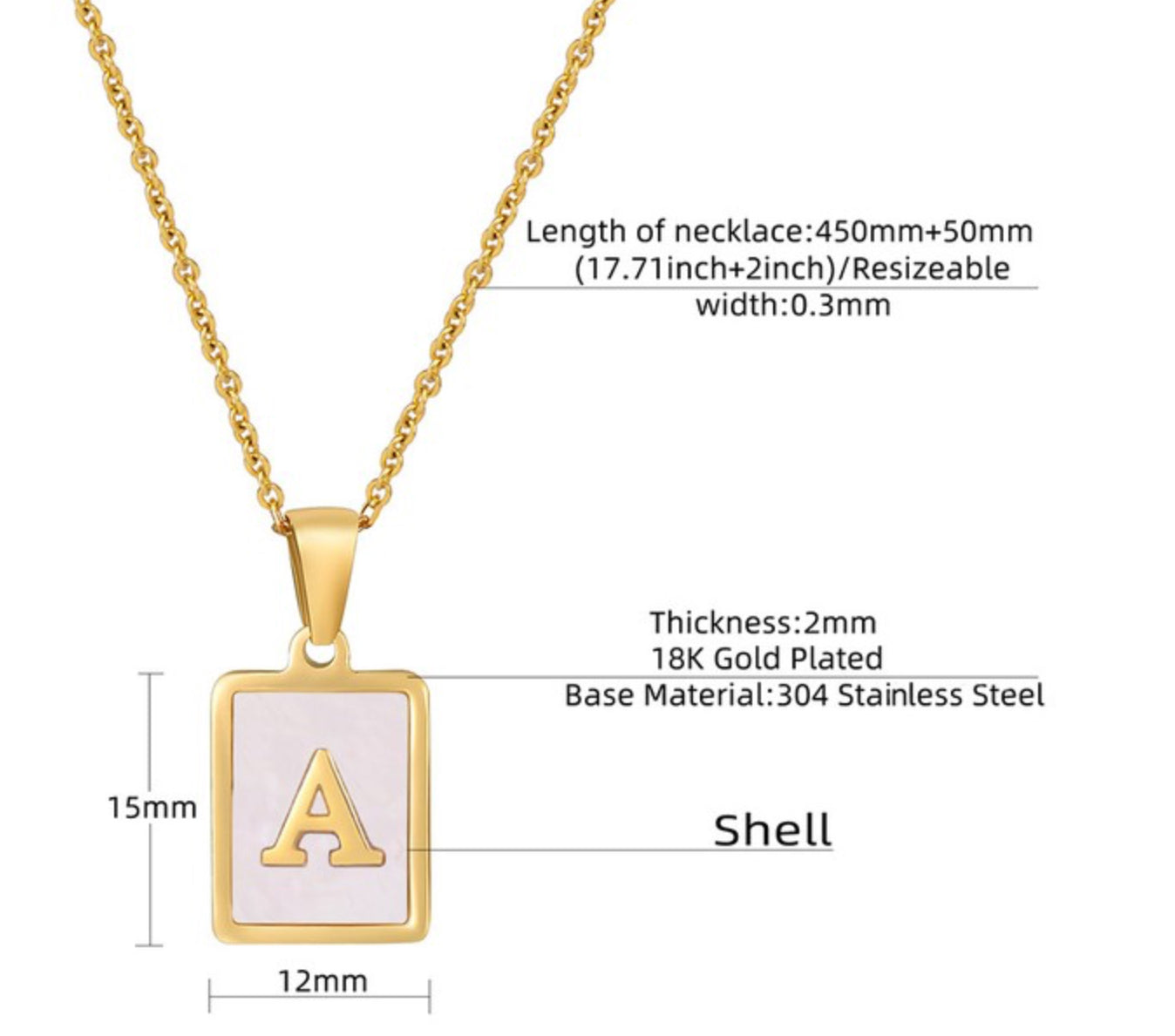 Initial Tag 18K Non-tarnish Stainless Steel Necklace