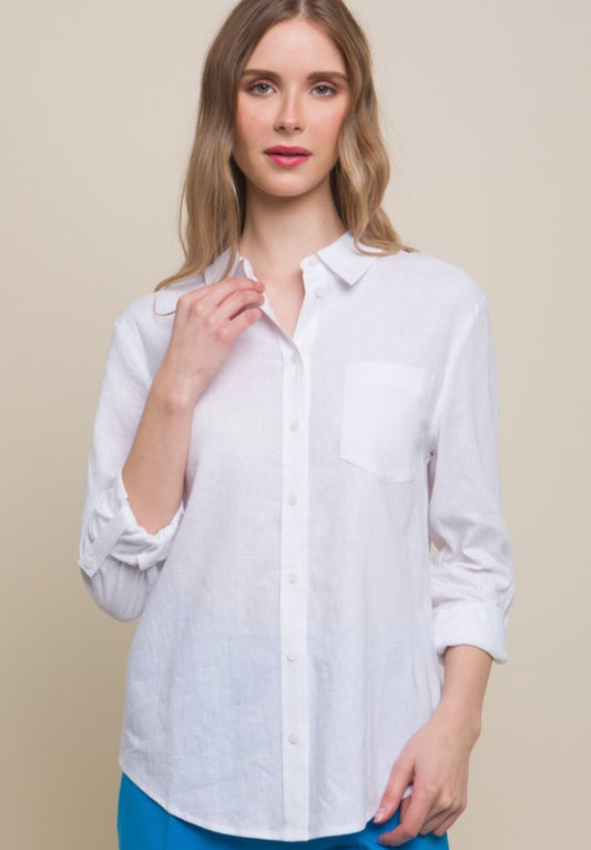 Laura Button Down Top- White