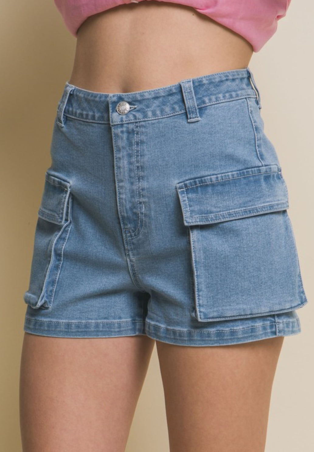 Stephanie Denim Cargo Shorts