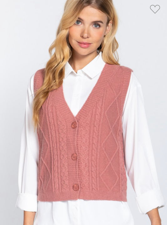 Samantha Sweater Vest - Pink