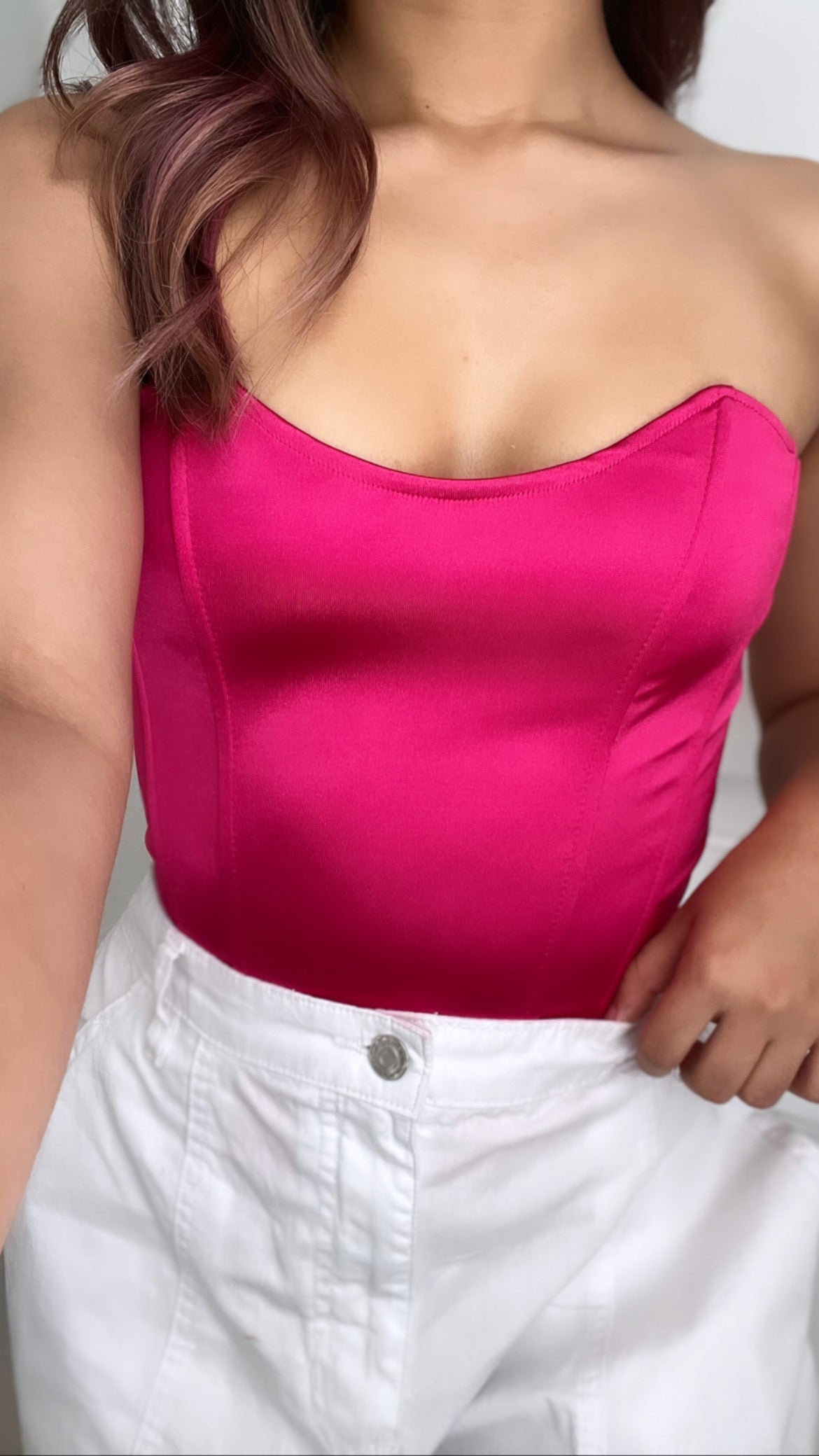 Hot pink corset top online